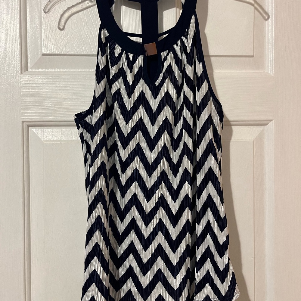 PerSeption Concept navy blue and White Graphic Tank Top